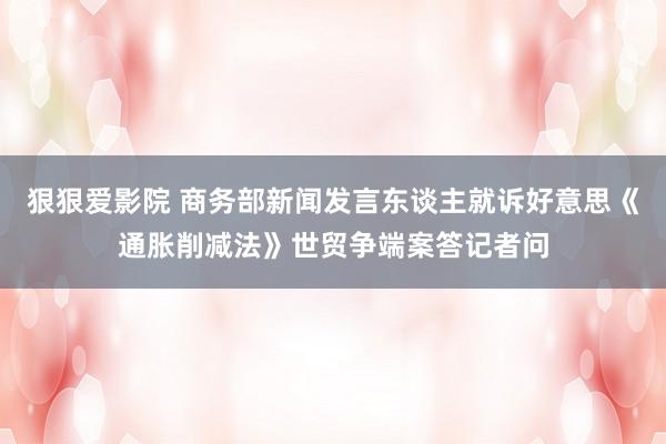 狠狠爱影院 商务部新闻发言东谈主就诉好意思《通胀削减法》世贸争端案答记者问