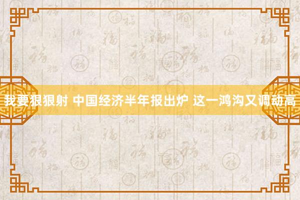 我要狠狠射 中国经济半年报出炉 这一鸿沟又调动高