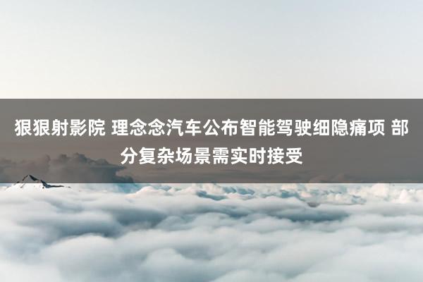 狠狠射影院 理念念汽车公布智能驾驶细隐痛项 部分复杂场景需实时接受