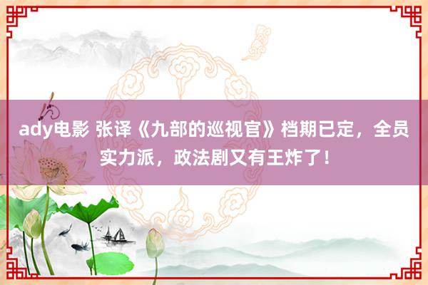 ady电影 张译《九部的巡视官》档期已定，全员实力派，政法剧又有王炸了！