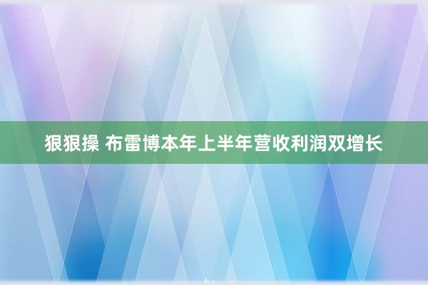 狠狠操 布雷博本年上半年营收利润双增长