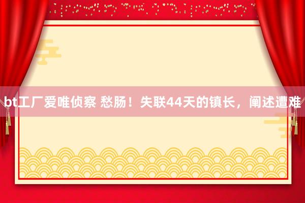 bt工厂爱唯侦察 愁肠！失联44天的镇长，阐述遭难