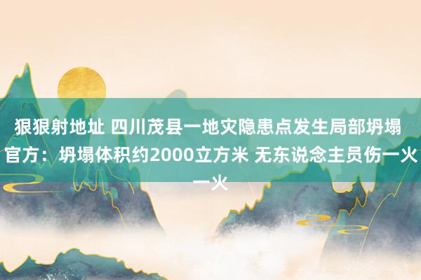 狠狠射地址 四川茂县一地灾隐患点发生局部坍塌 官方：坍塌体积约2000立方米 无东说念主员伤一火