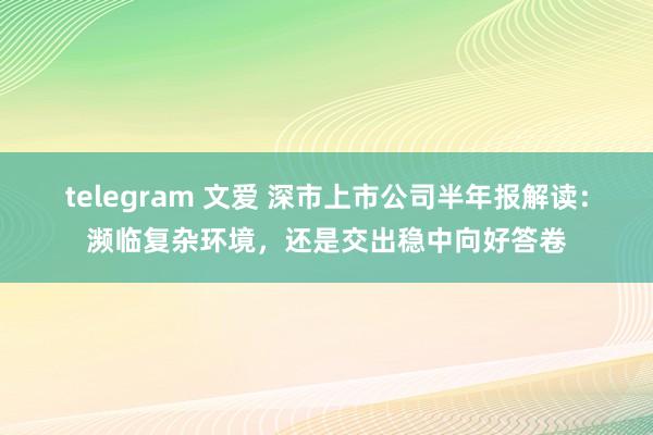 telegram 文爱 深市上市公司半年报解读：濒临复杂环境，还是交出稳中向好答卷