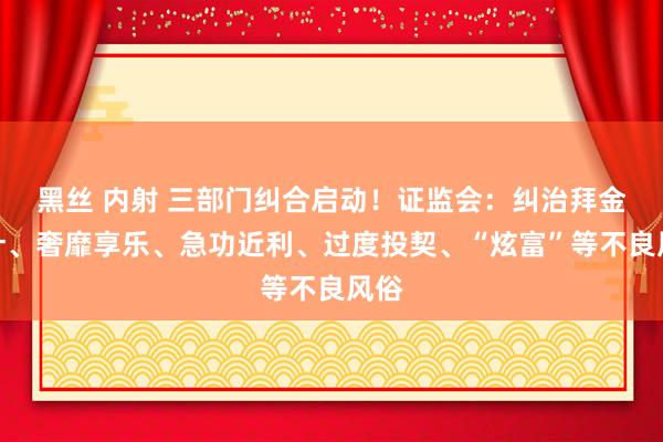 黑丝 内射 三部门纠合启动！证监会：纠治拜金方针、奢靡享乐、急功近利、过度投契、“炫富”等不良风俗