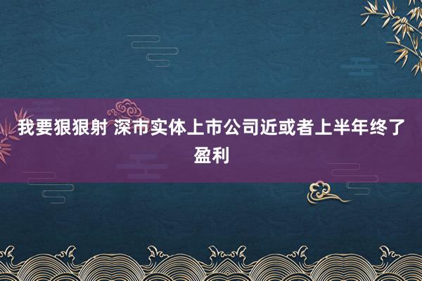 我要狠狠射 深市实体上市公司近或者上半年终了盈利