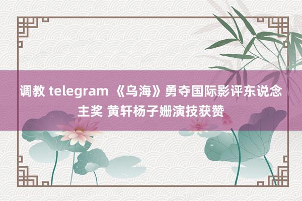 调教 telegram 《乌海》勇夺国际影评东说念主奖 黄轩杨子姗演技获赞