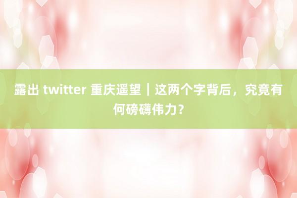 露出 twitter 重庆遥望｜这两个字背后，究竟有何磅礴伟力？