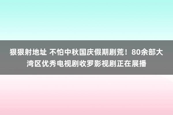 狠狠射地址 不怕中秋国庆假期剧荒！80余部大湾区优秀电视剧收罗影视剧正在展播