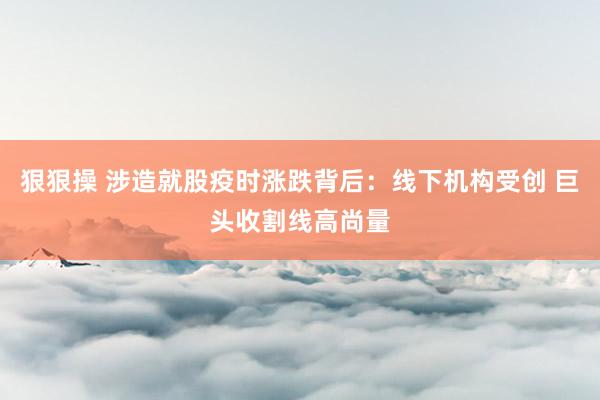 狠狠操 涉造就股疫时涨跌背后：线下机构受创 巨头收割线高尚量